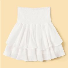 Never Worn! In Really Good Condition White Flowy Skirt, Velvet Pleated Skirt, Layered Ruffle Skirt, White Mini Skirt, Women Skirts, Velvet Skirt, Print Crop Tops, Flowy Skirt, Mixing Fabrics