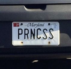 the license plate for maryland princess is displayed on a car's tailgate