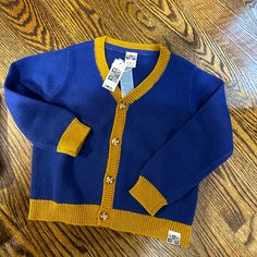 Bnwt Size 6 Blue Bonton Cardigan Blue Sweater For School In Fall, Blue Fall Sweater For School, Blue Cotton Winter Cardigan, Winter Blue Cotton Cardigan, Classic Blue Knit Outerwear, Playful Blue Knitted Sweater, Blue Cotton Sweater With Button Closure, Classic Blue Long Sleeve Cardigan, Classic Long Sleeve Blue Cardigan