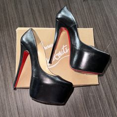 Gorgeous Christian Louboutin Daffodile Black Pumps Size 39.5. Worn A Handful Of Times. Right Shoe Has Scrape On Heel (As Seen On Pics) But Other Than That These Are Amazing. No Box Or Dust Bag Yet, But I Am Going Through My Storage To Find. Thanks For Looking :-) Luxury Round Toe Heels For Night Out, Sleek Leather Heels With Red Sole, Calf Leather Round Toe Heels For Party, Calf Leather Heels With Round Toe For Night Out, Business Heels With Red Sole And Round Toe, Calf Leather Round Toe Heels With Red Sole, Calf Leather Heels With Red Sole And Round Toe, Sleek Heels With Red Sole In Calf Leather, Sleek Calf Leather Heels With Red Sole