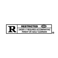 a black and white sign that says restricted under 17 requires accompanying parent or adult guardians