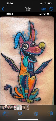 an image of a dog tattoo on the side of a woman's stomach and chest