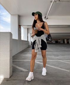 jumpsuit women athleisure aesthetic summer spring outfits athletic cute fashion trendy 2023 Short Airport Outfit, Biker Shorts Onesie Outfit, Park Day Outfit Spring, Black Shorts Onesie Outfit Women, Jean Mini Dress Outfit, Athletic Vacation Outfits, Vegas Fits Summer, Casual Summer Outfits Hot Weather, Spring Break Outfits 2024