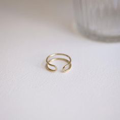 Double Band Open Ring, 14k Solid Gold Ring, Simple Open Ring, Wedding Engagement Band, Unique Minima Anniversary Midi Rings With Simple Open Band Design, Anniversary Midi Rings With Open Band, Minimalist Open Band Midi Rings For Anniversary, Minimalist Midi Open Band Ring For Anniversary, Simple Open Band Midi Rings For Weddings, Simple Gold Open Band Ring, Minimalist Yellow Gold Initial Ring With Open Band, Minimalist Double Band Midi Rings For Anniversary, Minimalist Recycled Gold Open Band Ring