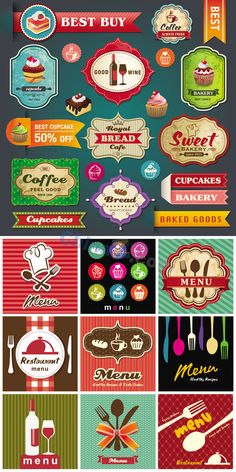 a bunch of different types of food labels