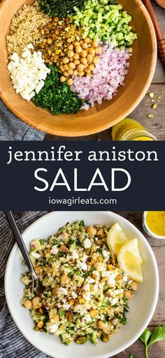 a bowl filled with different types of salad