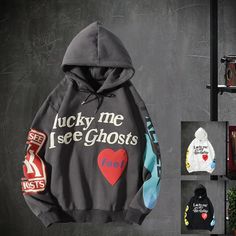 Kanye West Hoodie – Urban Shoes Lucky Me I See Ghosts, I See Ghosts, Mode Harajuku, Loose Hoodie, Kid Cudi, Zip Hoodies