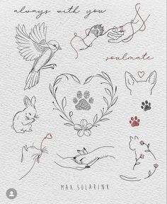 an image of some animals that are in the shape of heart and handwritten words