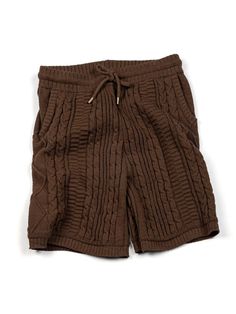 It is a comfy and unique shorts that is inspired by the landscape of newly developed city expressed using different knit textiles. The shorts has vintage style hem and metal tips on the drawstrings.- Drawstring on the waist- Side pockets- Back pockets- Tape yarn Casual Brown Winter Shorts, Developed City, New Town, Knit Shorts, The Landscape, Cable Knit, Vintage Style, Vintage Fashion, Cable