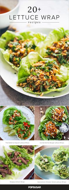 lettuce wraps with meat and vegetables on them are ready to be eaten in the kitchen