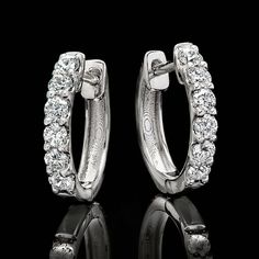 Ross-Simons - .50ct t. w. Lab Grown Diamond Hoop Earrings in Silver. 1/2". Bigger sparkle, smaller price! Our fabulous .50 ct. t. w. round brilliant-cut lab-grown diamond hoop earrings are the perfect anytime pair. Crafted in high-polished sterling silver. Lab-grown diamonds are identical to mined diamonds according to their optical, physical and chemical properties. Hanging length is 1/2". Hinged post, lab-grown diamond hoop earrings. Diamond birthstones are the perfect gift for April birthdays Classic Small Hoop Brilliant Cut Diamond Earrings, Classic Small Hoop Diamond Earrings With Prong Setting, Classic Diamond White Small Hoop Earrings, Vs Clarity Diamond Small Hoop Earrings, Classic Small Hoop Diamond White Earrings, Classic Small Hoop Diamond Earrings With Halo Design, Classic Small Hoop Diamond Earrings For Anniversary, Classic Small Hoop Earrings With Brilliant Cut, Classic Small Hoop Earrings With Diamond Accents