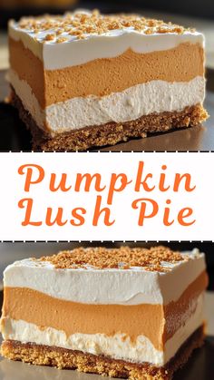 Pumpkin Lush Pie Pumpkin Pie Cupcakes Recipe, Pumpkin Lush, Blondies Cookies, Lush Dessert, Pineapple Dream Dessert, Pumpkin Pie Cupcakes, Pie Cupcakes, Thanksgiving Desserts Easy