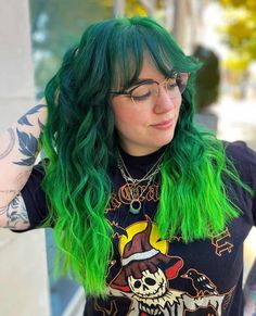 Green Hair Ombre, Green Hair Color Ideas, Unnatural Hair Color