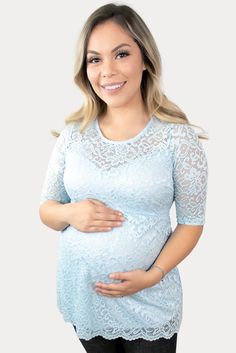 This blue lace maternity will flatter every mama to be! Great for a baby shower, gender reveal, or daily wear. With just a little extra length and a cinched under bust, you’ve found the perfect classic, feminine style. Designed for all nine months of pregnancy and beyond! Months Of Pregnancy, Classic Feminine Style, Classic Feminine, Cute Maternity Outfits, Maternity Outfits, Pregnancy Months, Trendy Maternity, Mom Stuff, Maternity Top