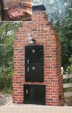 an outdoor brick oven in the woods