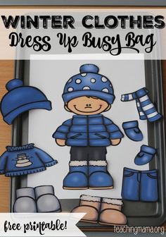 winter clothes dress up busy bag for toddlers and preschoolers to practice their skills