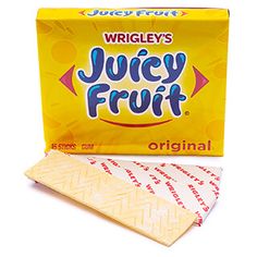 juicy fruit original candy bar wrapper, by wrigley's, and more confection available