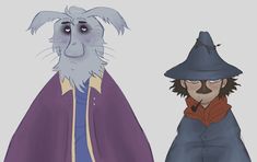 two cartoon characters dressed up as witches and one is wearing a costume that looks like a dog