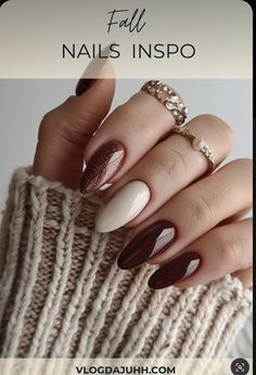 Fall Almond Nails, Fall Nail Trends, Cute Nails For Fall, Daisy Nails, Swarovski Nails, Seasonal Nails, Winter Nail Designs, Trendy Nail Design