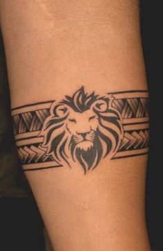 Lion Arm Band Tattoo, Lion Band Tattoo Design, Armband Tattoos For Men, Band Tattoos For Men, Tattoo Lion, Tattoos Infinity, Armband Tattoos, Forearm Band Tattoos, Lion Head Tattoos