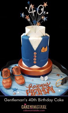 a birthday cake with shoes and balloons on it for someone's fortyth birthday