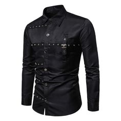 Threebooy Mens Punk Rivet Gothic Style Long Sleeve Shirt 2024 New Genderless Fashion Youth Individuality Retro Solid Color Shirt Unisex Tips: Please choose the size according to your height and weight.1. Order size is EU size.2. As measured by hand,1-3 cm difference is allowed (1cm=0.39inch).3. Different computer can display different colors even if it is the same color.please allow reasonable color difference.4. Normally we can send your order within 3 days after the payment, If not, please contact us to check the problem.Kind Tips:If you're unsure about your size, please don't hesitate to contact me for assistance. I would be happy to communicate with you and recommend the correct size. Thank you! Smart Clothing, Genderless Fashion, Long Overcoat, Collared Sweatshirt, 2020 Fashion, Arabian Nights, Trendy Clothes, Solid Color Shirt, Men Shirt