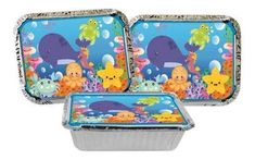 two tins with different designs on them and one has an under the sea theme