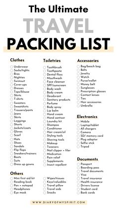 the ultimate travel packing list for travelers and their families to pack up on vacation with