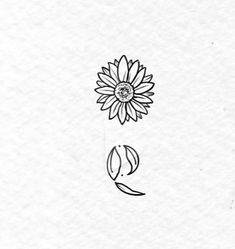 a drawing of a sunflower with the letter q in it's middle corner