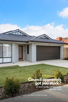 the front cover of an australian home magazine, which features two garages and landscaping