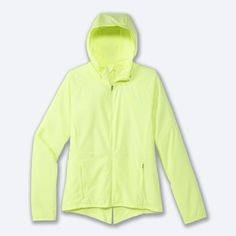 a women's neon yellow jacket with hood