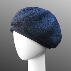 Swirl Beret Hat Cloche Navy Blue or Gray Harris Tweed | Etsy Blue Flat Cap For Fall, Blue Wool Cap, Fitted Blue Flat Cap, Tweed Outfits, Tweed Run, Tweed Hat, Harris Tweed Jacket, Tweed Suit, Herringbone Tweed