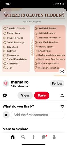 an iphone screen with the text where is gluten hidden? and what do you think