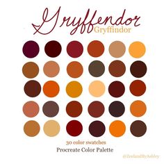 an image of a color swatches for the project, gryffinndor