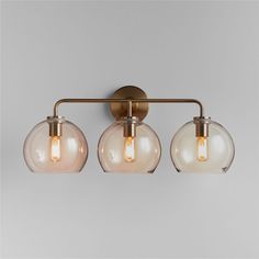 three light bathroom fixture with glass globes