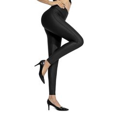 Compared To Normal Pu Leather Pants Santiny Faux Leather Leggings Made With Soft,Breathable And Non See-Through Fabric.Supply A 4-Way Stretchy Experience And Offer The Maximum Range Of Movement When Workout. The Faux Leather Leggings Designed With Elastic Wide High Waistband Provide Tummy Control And Won’t Roll Down.The Inner Pocket Can Store Keys,Cards And Cash Safely. The Pleather Pants Featuring Contoured Power Waistband Provides A Good Compression And A Great Butt.The Matte Glossy Finish Cre Cotton Pants Women, High Waisted Tights, Plain Leggings, Pleather Pants, Stretch Leggings, Blue Leggings, Leggings Design, Faux Leather Leggings, Seamless Leggings