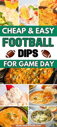 The best game day dips for football season! These football dip ideas include no cook cold dips and hot dip recipes like queso, buffalo chicken, jalapeno popper, and vegetarian cheesy corn dip. Easy football food ideas & game day hot dip superbowl dips easy, game day appetizers dips, superbowl party food ideas, game day crock pot dips, football sunday food, gameday food, football appetizers, recipes, football party foods, football game appetizers. Football Game Dips, Dips Superbowl, Superbowl Dips, Game Appetizers, Game Day Dips, Football Food Ideas, Super Bowl Food Dip, Football Dip, Dips Easy