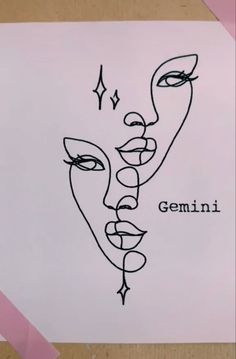 a drawing of a woman's face with the word genini written on it