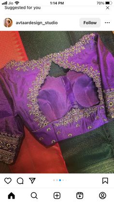 High Neck Maggam Work Blouse Designs, Lavender Blouse Design, Magam Work, Blue Blouse Designs, Latest Bridal Blouse Designs, Pattu Saree Blouse Designs, New Saree Blouse Designs, Traditional Blouse Designs, Latest Model Blouse Designs