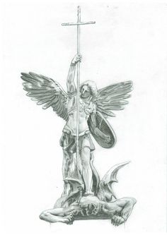 Saint Michael Statue, Archangel Michael Tattoo, St Michael Tattoo, Saint Tattoo, Archangel Tattoo, Heaven Tattoos, Statue Tattoo, Angel Tattoo Designs