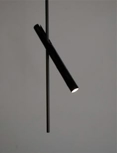 a black light hanging from the side of a pole in front of a gray sky