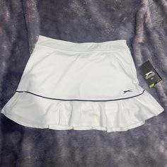 Brand New With Tags! Super Cute Just Too Small For Me. Size Is A Youth Large But Could Fit A Women’s Small. White Golf Skort For Spring, Tennis Style Women, Slazenger Tennis Skirt, Slazenger Skort, Gym Skirt, Tennis Outfit, Golf Skirt, Athletic Skort, Athletic Skirt