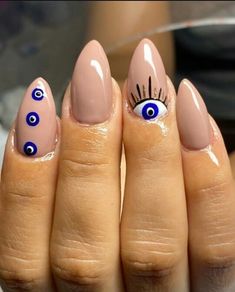 Third Eye Nails Acrylic, Third Eye Nail Design, Evil Eye Acrylic Nail Designs, 3rd Eye Nails, Greek Eye Nail Art, Third Eye Nails, Evil Eye Manicure, Evil Eye Nails Design, Evil Eye Nail Art