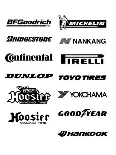 several different types of logos are shown in black and white, including one that has the word