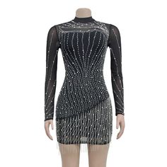 Light up any evening event in this lavish mini dress from Test Of Time. Features mesh tassels and rhinestones that will bring you a soft yet dazzling look. Perfect for any special occasion. Ships Worldwide Decoration Zip Up , Rhinestone , Tassel Length Above Knee, Mini Style Sexy & Club Fabric Slight Stretch Fabric Type Blended fabrics , Mesh Material Polyester , Spandex , Rhinestone , Lanon Neckline Round Pattern Type Solid Season Summer Silhouette Sheath Sleeve Length Full Rhinestone Mini Dress, Summer Silhouette, Round Pattern, Mesh Material, Mini Fashion, Audrey Hepburn, Above Knee, Season Summer, Polyester Spandex