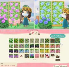 an animal crossing game with flowers and plants on the screen, showing how to use it