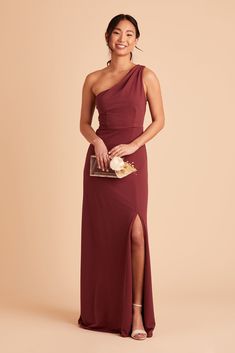 Kira Crepe Dress - Rosewood Birdy Grey Rosewood, Berry Bridesmaid Dresses, Rust Bridesmaid Dress, Orange Bridesmaid, Orange Bridesmaid Dresses, One Shoulder Bridesmaid Dresses, Rose Bridesmaid Dresses, One Shoulder Bridesmaid, Grecian Goddess