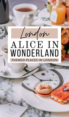 london's alice in wonderland themed places in london with text overlaying the image