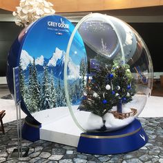 a snow globe with a christmas tree in it