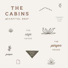 the cabin's logo is shown in different colors and font styles, as well as an